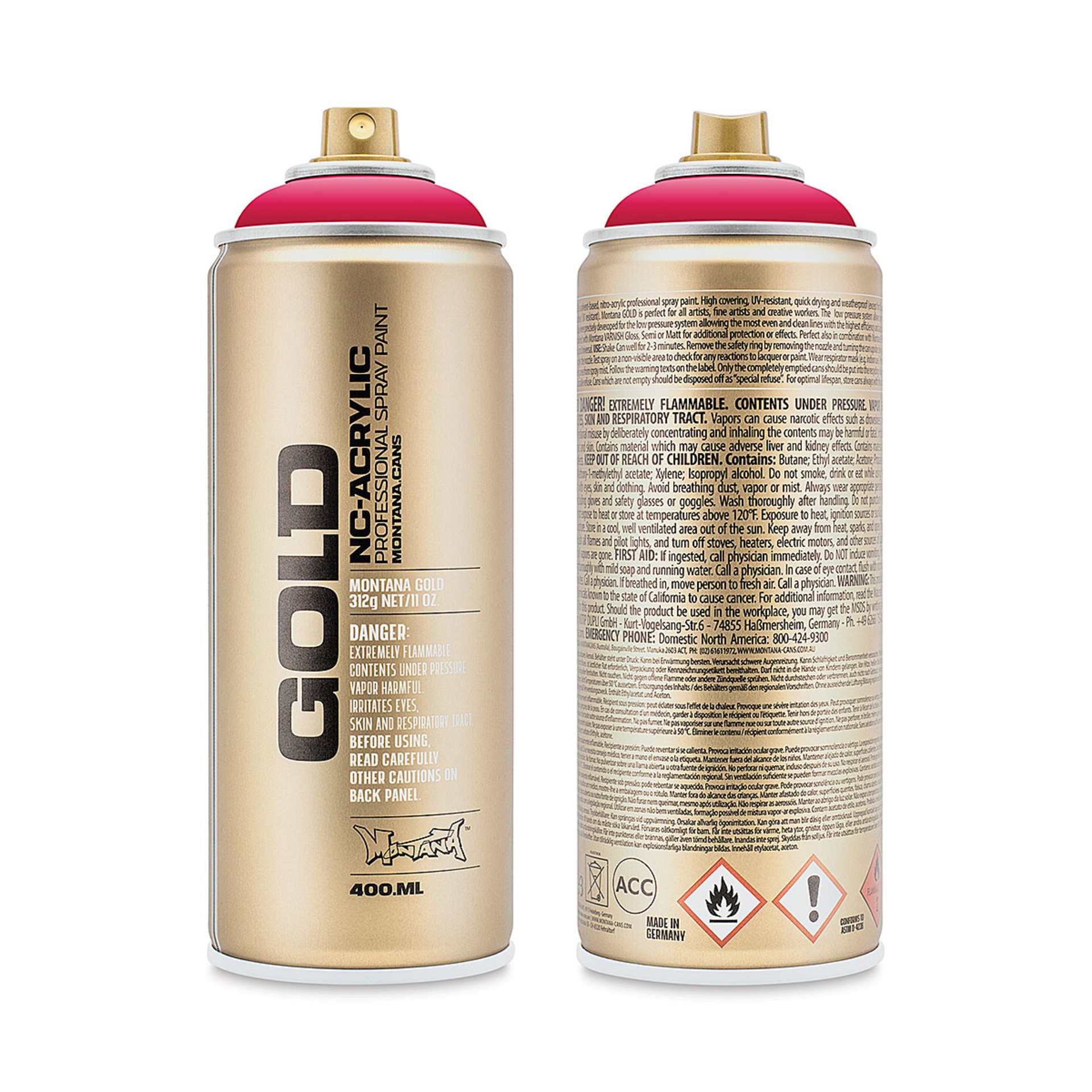 Montana-Cans 01425-3360 Montana Gold NC-Acrylic Professional Spray Paint - Raspberry, 400 ml Can