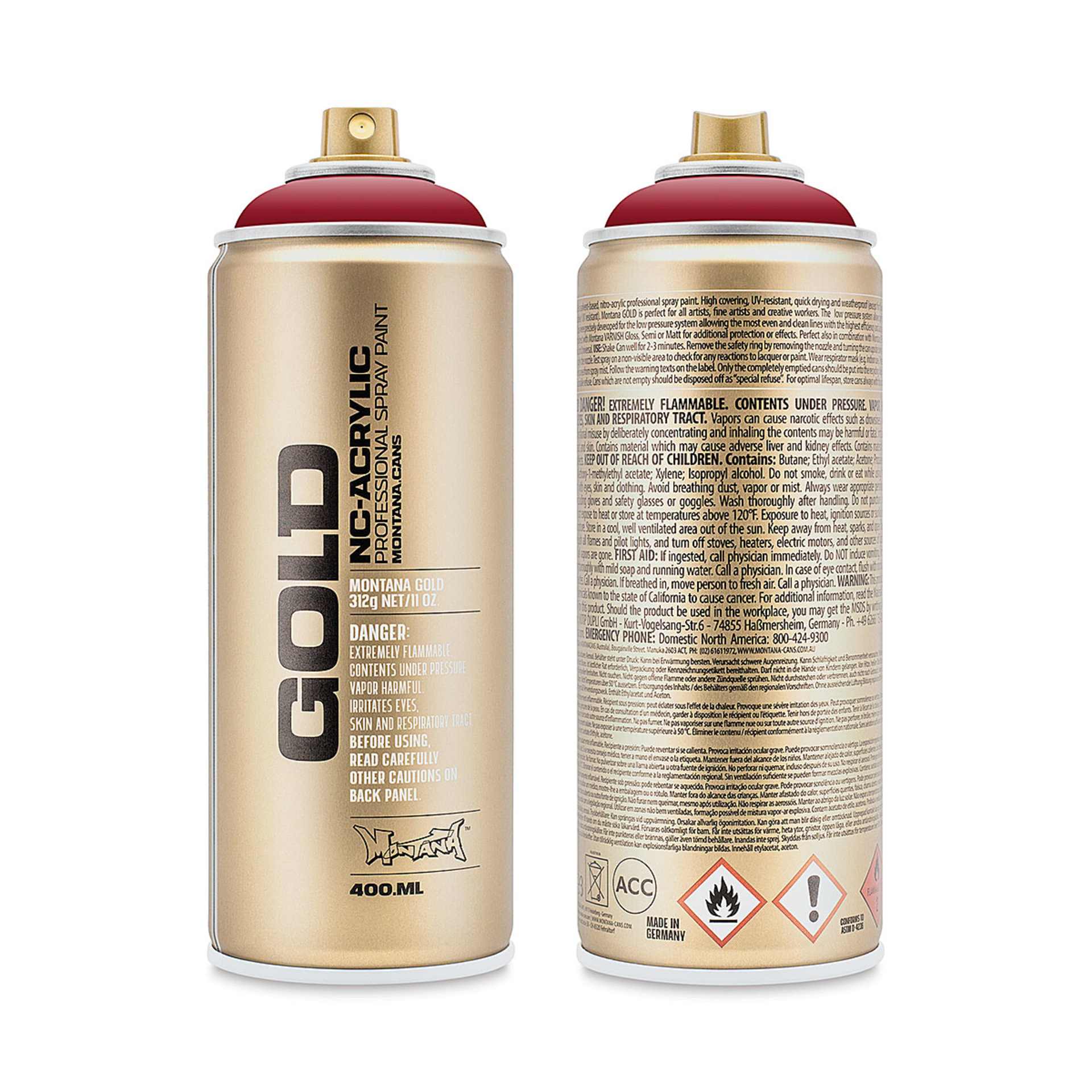 Montana-Cans 01425-3740 Montana Gold NC-Acrylic Professional Spray Paint - Brick, 400 ml Can