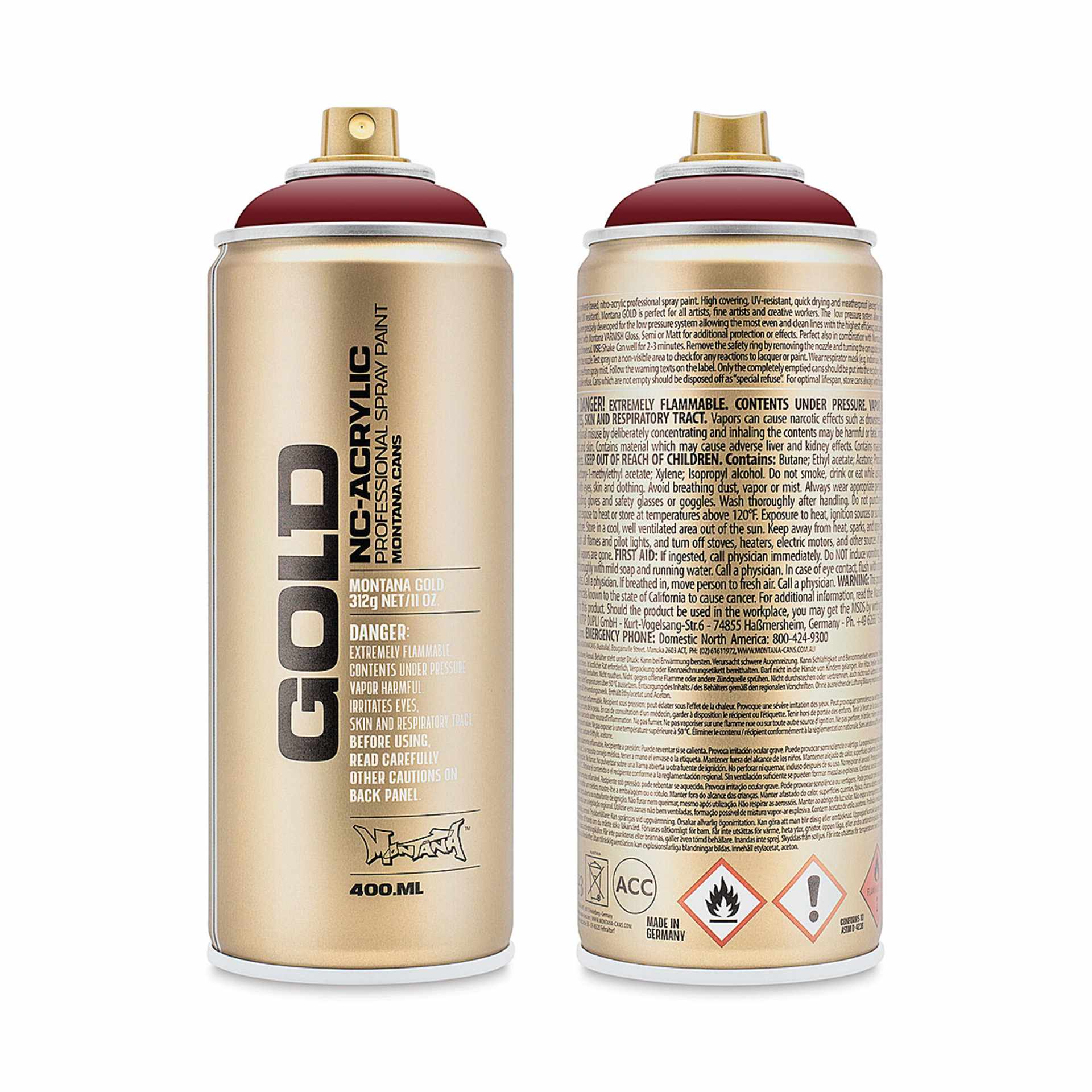 Montana-Cans 01425-3900 Montana Gold NC-Acrylic Professional Spray Paint - Royal Red, 400 ml Can