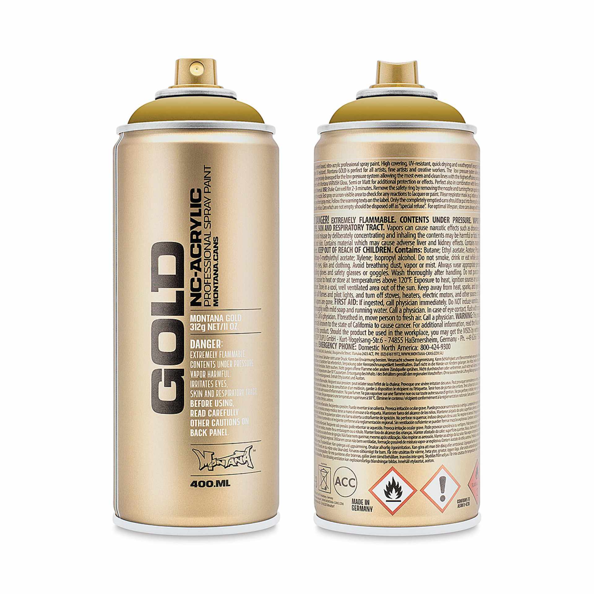 Montana-Cans 01425-4230 Montana Gold NC-Acrylic Professional Spray Paint - Mustard, 400 ml Can