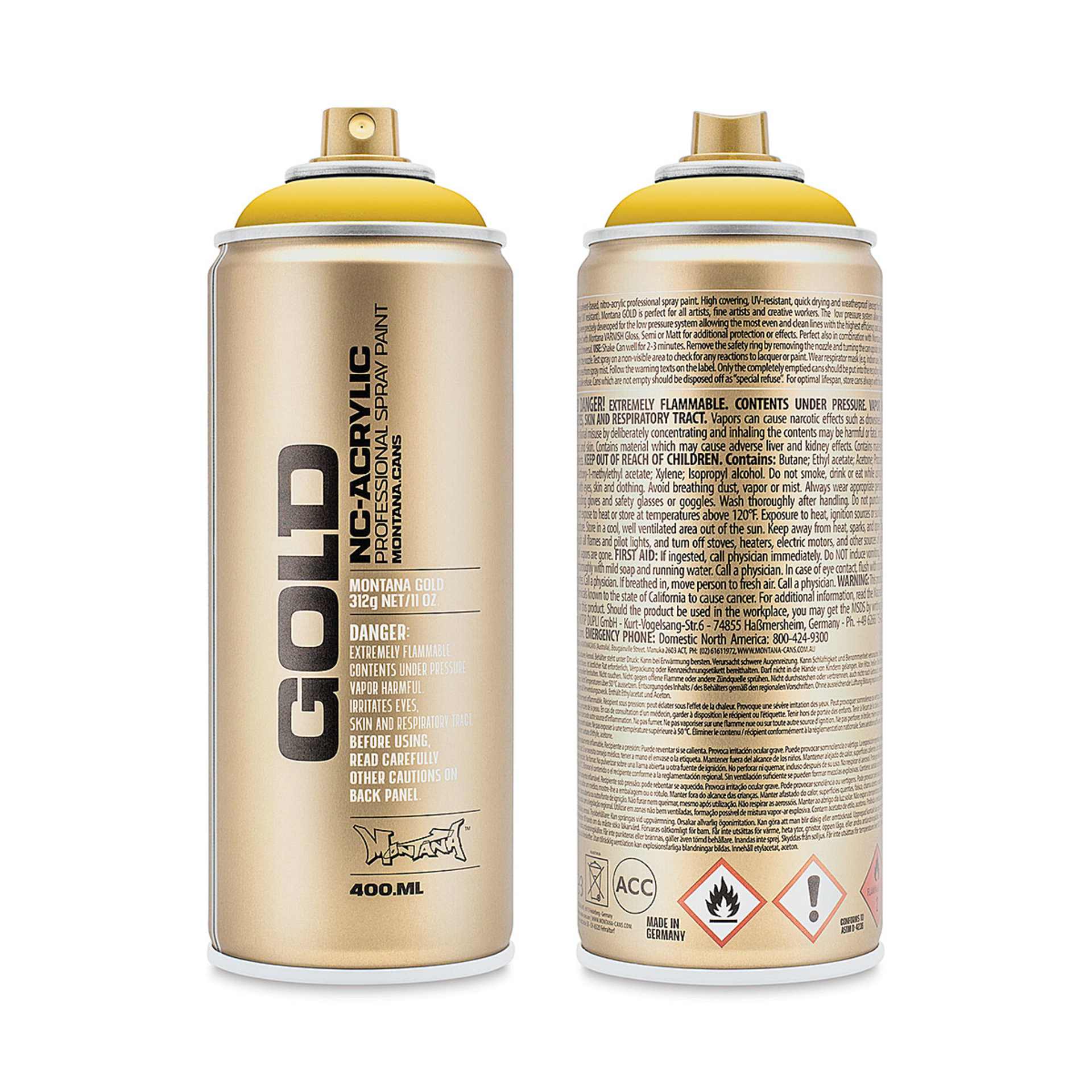 Montana-Cans 01425-4320 Montana Gold NC-Acrylic Professional Spray Paint - Banana, 400 ml Can