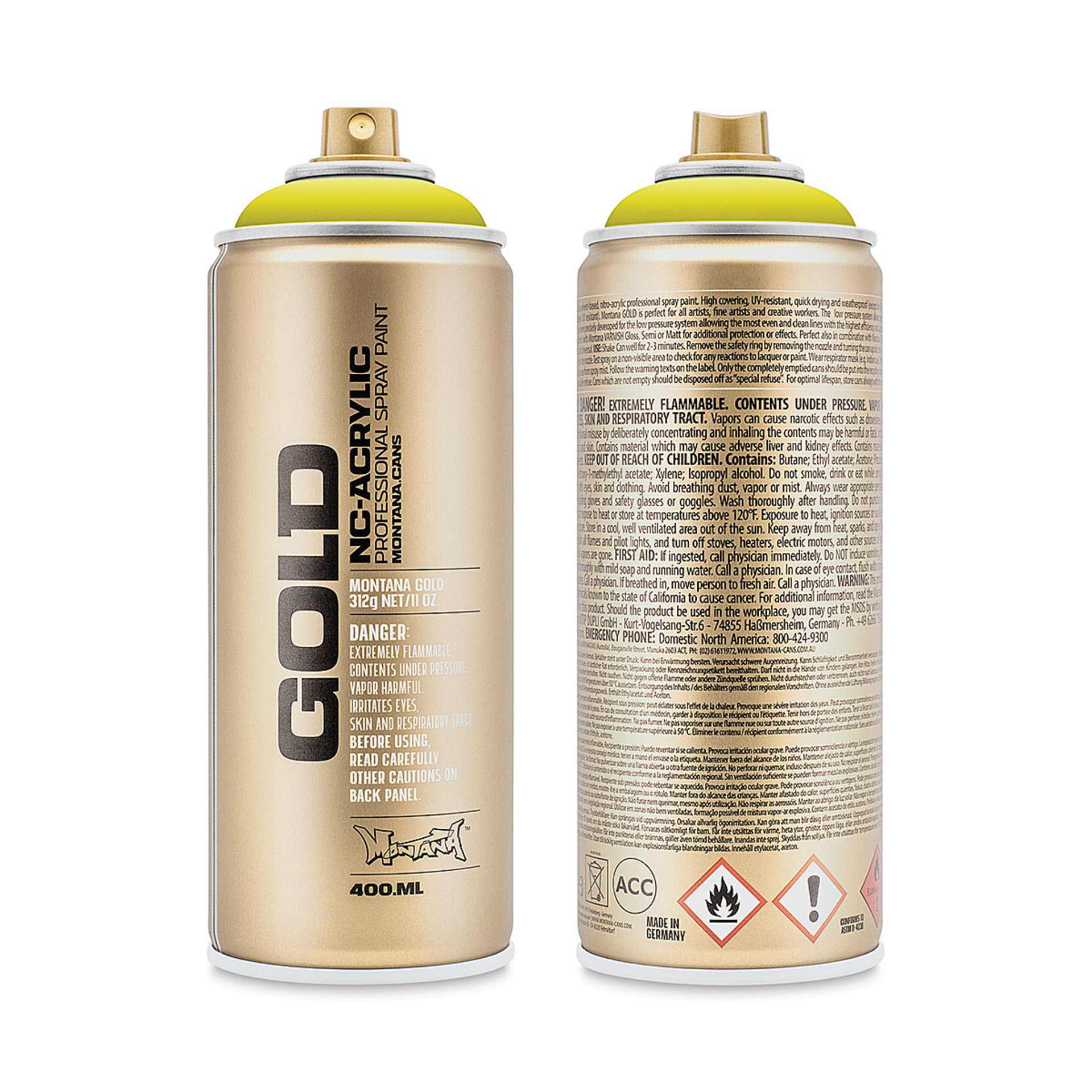Montana-Cans 01425-4330 Montana Gold NC-Acrylic Professional Spray Paint - Banana Joe, 400 ml Can