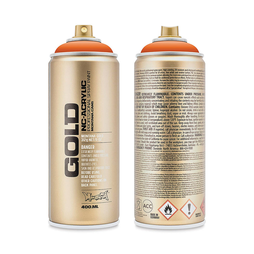Montana-Cans 01425-4560 Montana Gold NC-Acrylic Professional Spray Paint - Pure Orange, 400 ml Can