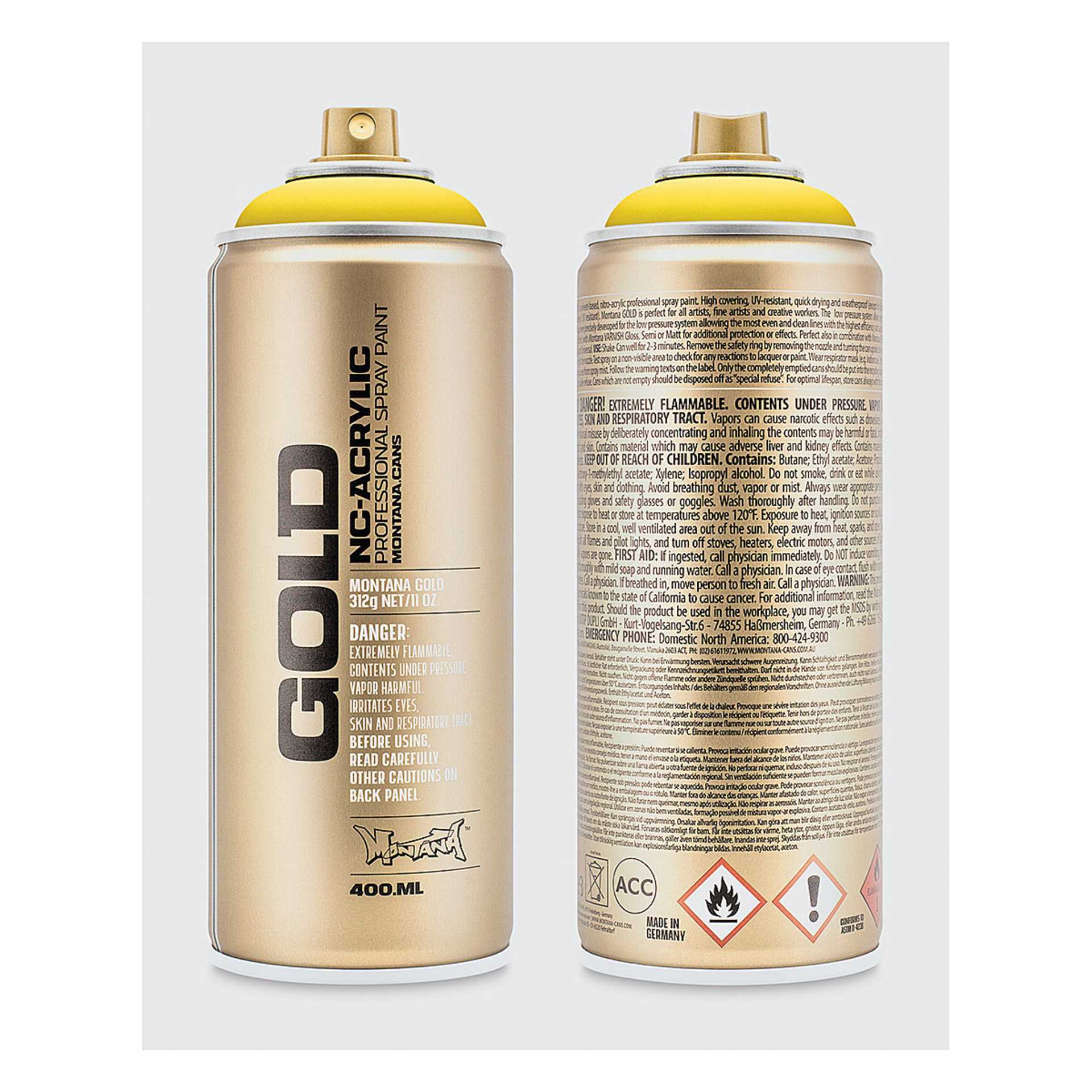 Montana-Cans 01425-4910 Montana Gold NC-Acrylic Professional Spray Paint - Citrus, 400 ml Can