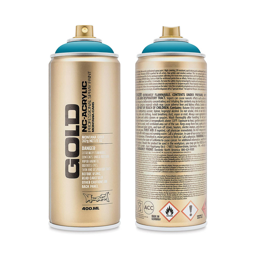 Montana-Cans 01425-5160 Montana Gold NC-Acrylic Professional Spray Paint - Aqua, 400 ml Can