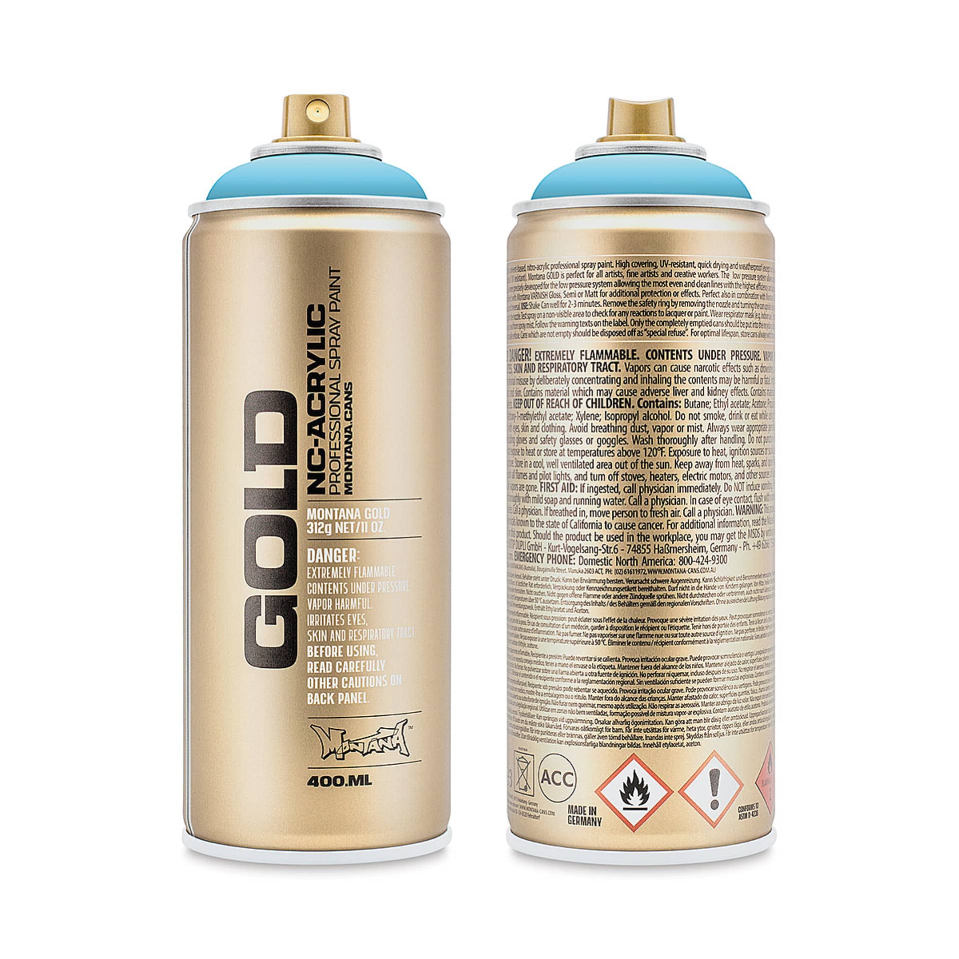 Montana-Cans 01425-5350 Montana Gold NC-Acrylic Professional Spray Paint - Baby Blue, 400 ml Can