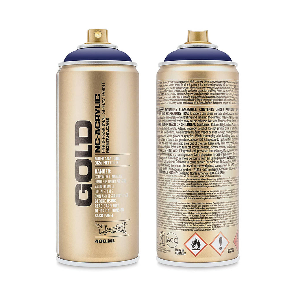 Montana-Cans 01425-5390 Montana Gold NC-Acrylic Professional Spray Paint - Blue Velvet, 400 ml Can