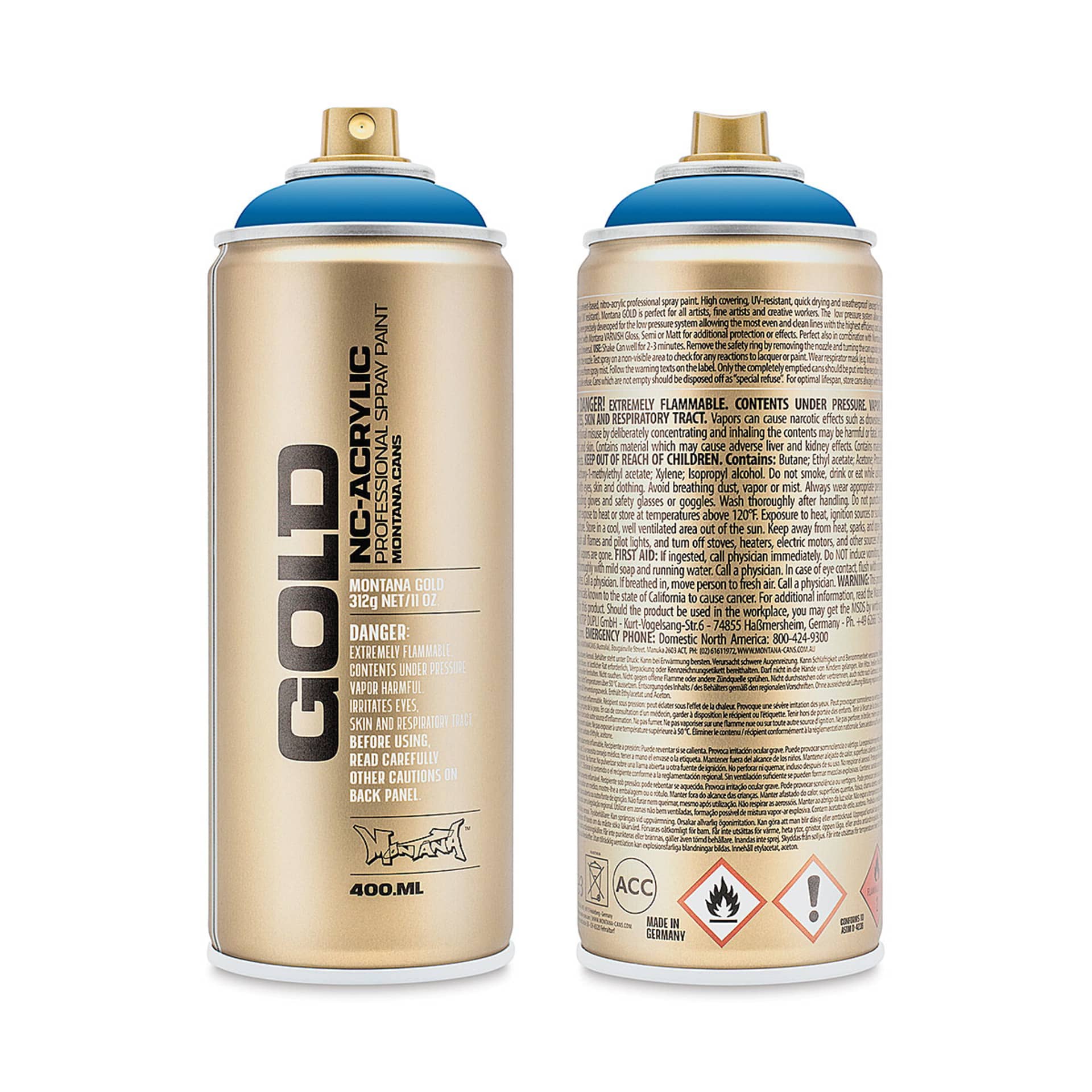 Montana-Cans 01425-5810 Montana Gold NC-Acrylic Professional Spray Paint - Blue Magic, 400 ml Can
