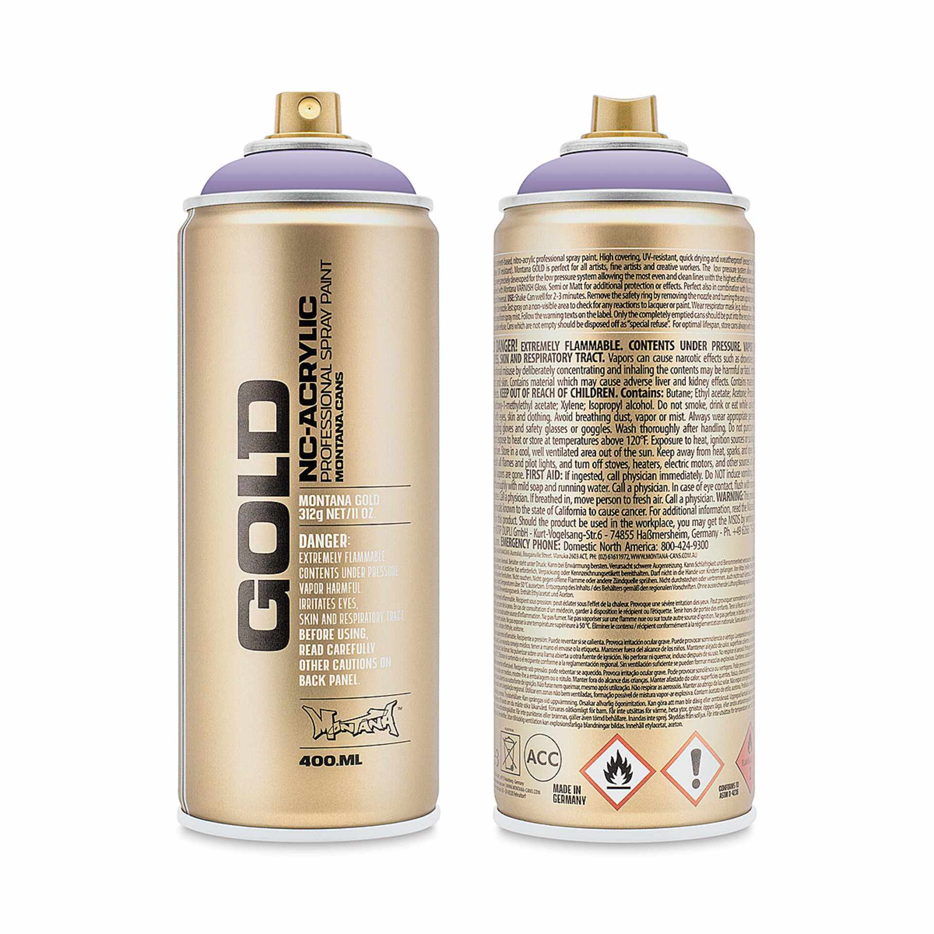 Montana-Cans 01425-6040 Montana Gold NC-Acrylic Professional Spray Paint - Light Lilac, 400 ml Can