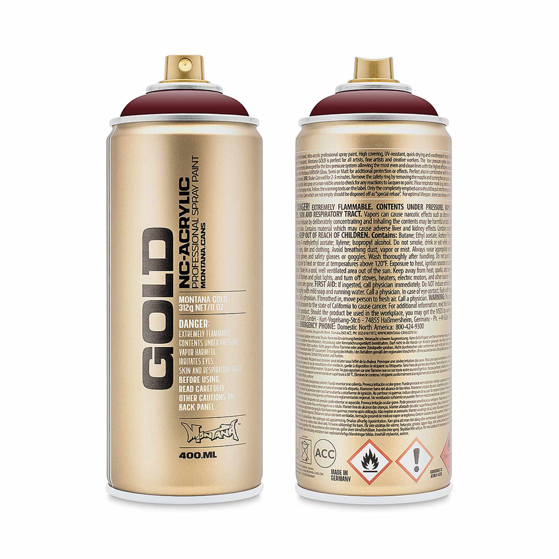 Montana-Cans 01425-6410 Montana Gold NC-Acrylic Professional Spray Paint - Purple Red, 400 ml Can