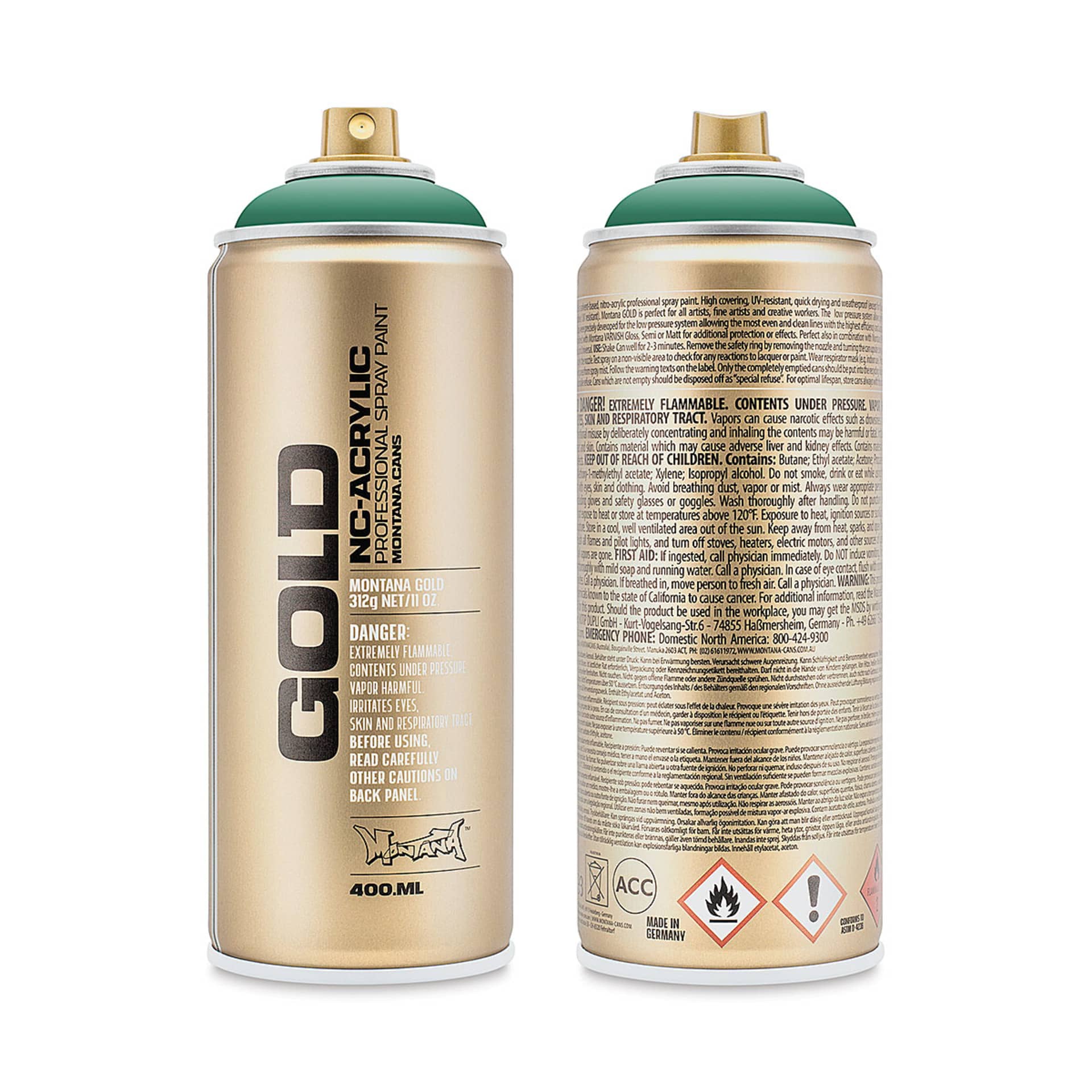 Montana-Cans 01425-7160 Montana Gold NC-Acrylic Professional Spray Paint - Malachite Dark, 400 ml Can