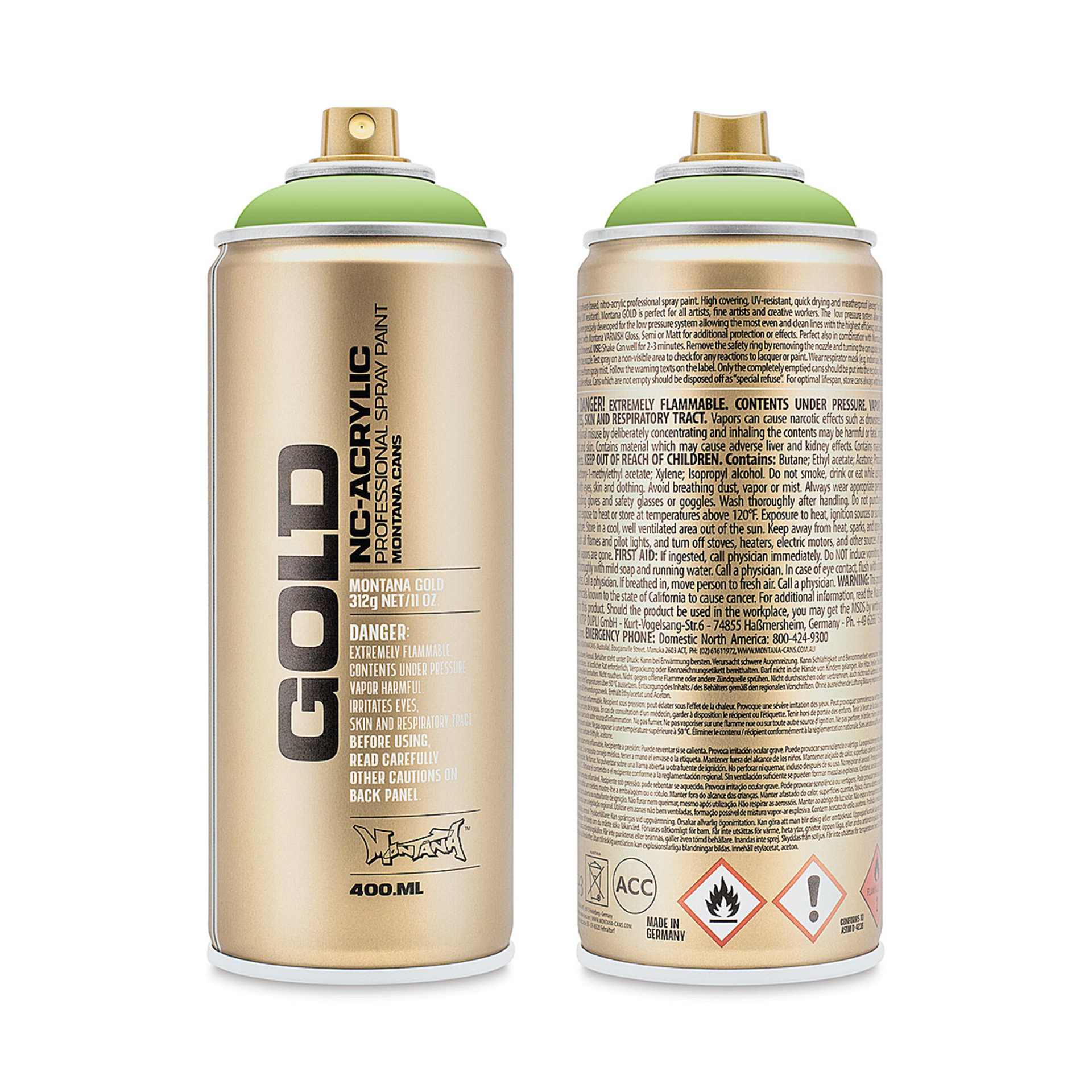 Montana-Cans 01425-7170 Montana Gold NC-Acrylic Professional Spray Paint - Green Apple, 400 ml Can