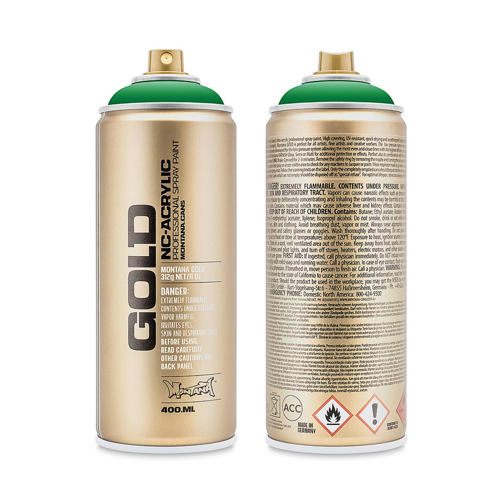 Montana-Cans 01425-7190 Montana Gold NC-Acrylic Professional Spray Paint - Greenery, 400 ml Can