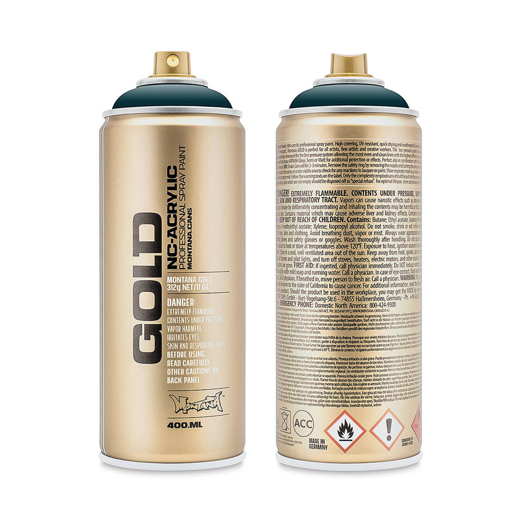 Montana-Cans 01425-7840 Montana Gold NC-Acrylic Professional Spray Paint - Deep Sea, 400 ml Can