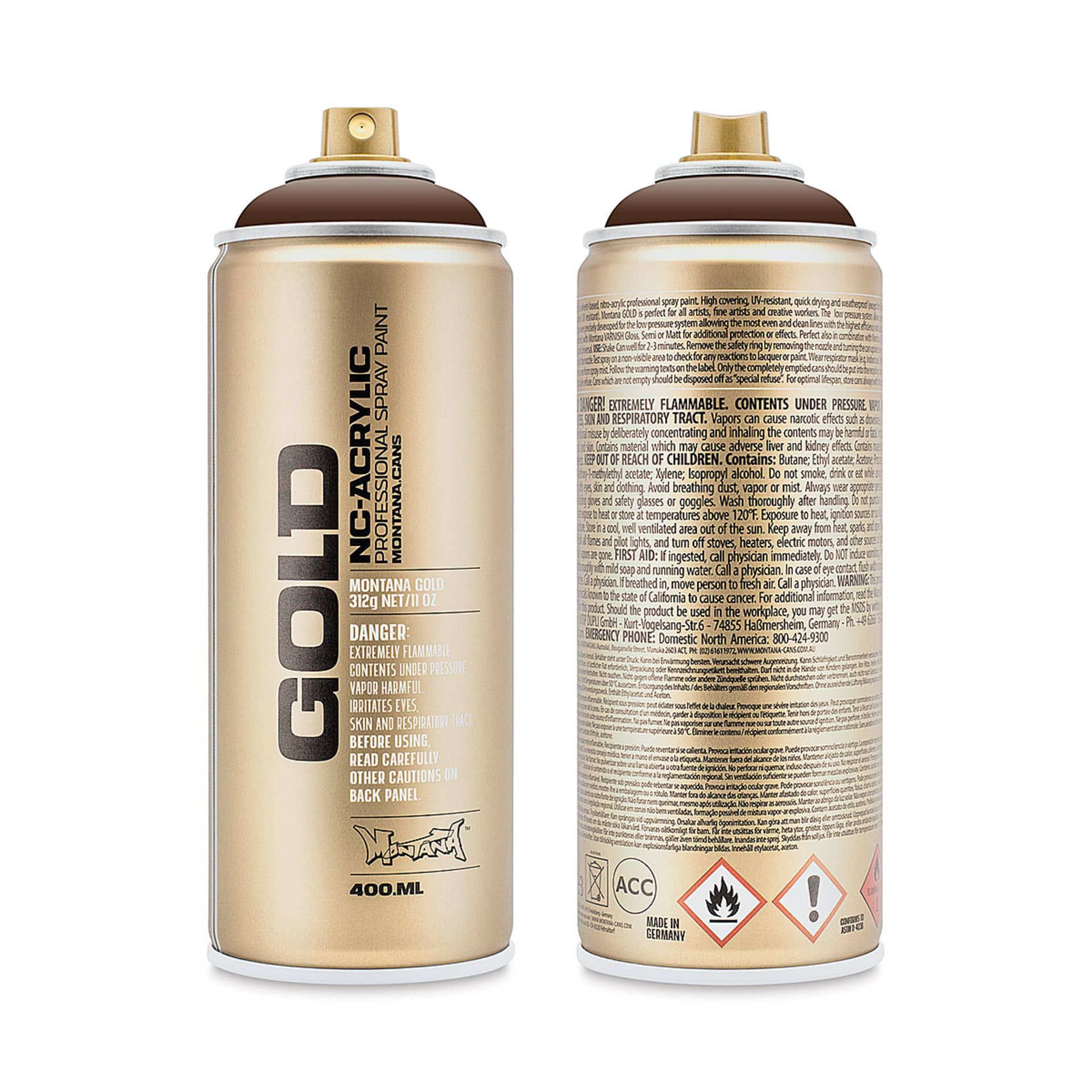 Montana-Cans 01425-8610 Montana Gold NC-Acrylic Professional Spray Paint - Cacao, 400 ml Can