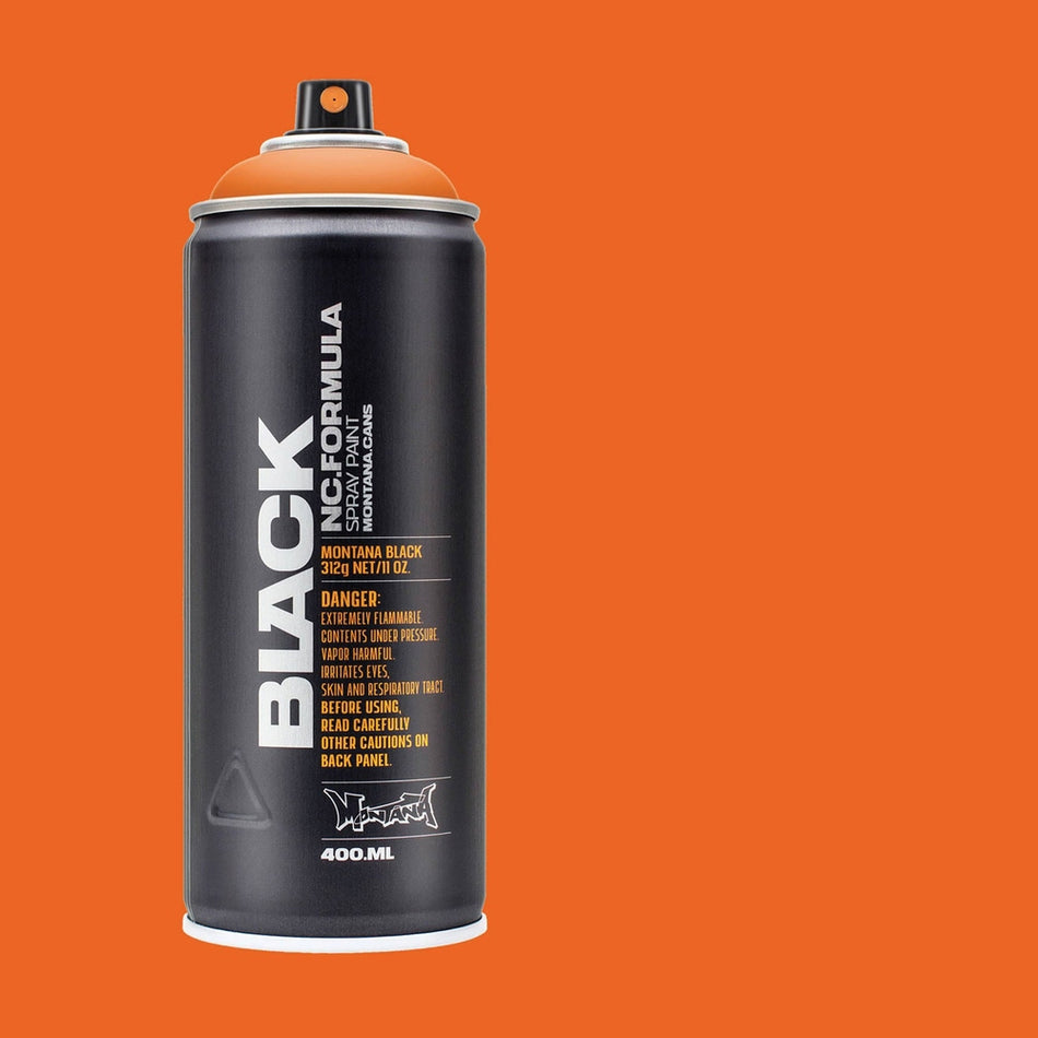 Montana-Cans 01429-4600 Montana Black High-Pressure Cans Spray Color, 400ml Cans, Pure Orange