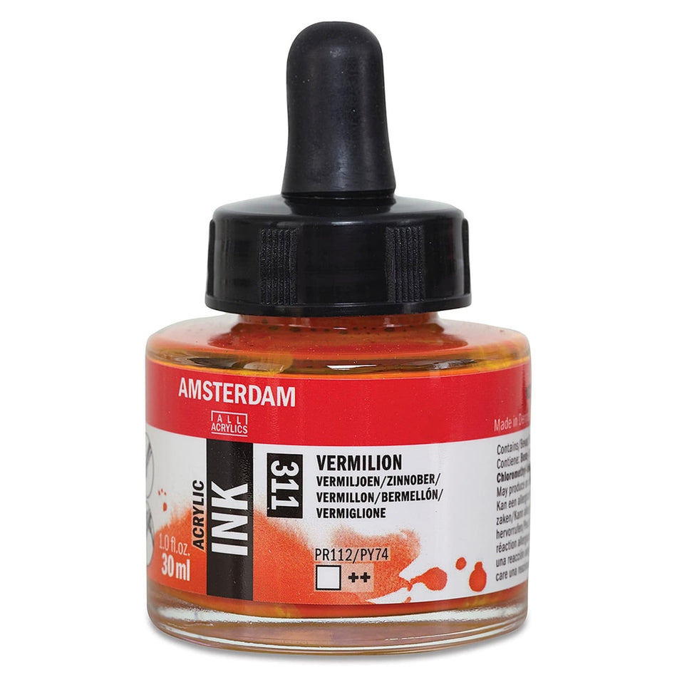 Royal Talens 02201-3283 Amsterdam Acrylic Ink, 30 ml, Vermilion