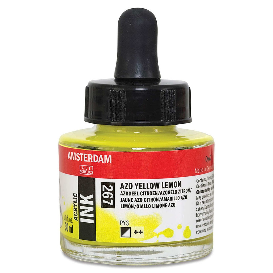 Royal Talens 02201-4453 Amsterdam Acrylic Ink, 30 ml, Azo Yellow Lemon