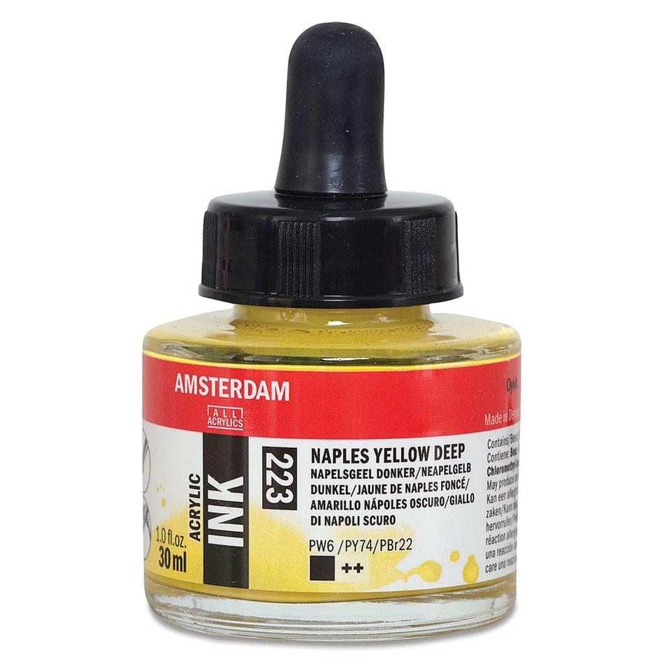 Royal Talens 02201-4523 Amsterdam Acrylic Ink, 30 ml, Naples Yellow Deep