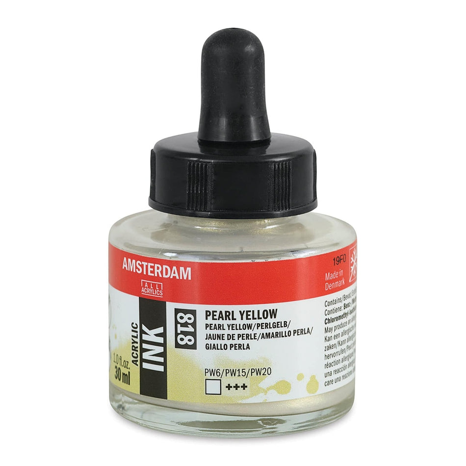 Royal Talens 02201-4863 Amsterdam Acrylic Ink, 30 ml, Pearl Yellow