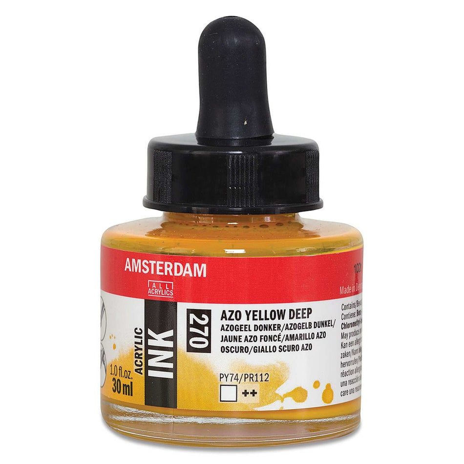 Royal Talens 02201-4923 Amsterdam Acrylic Ink, 30 ml, Azo Yellow Deep