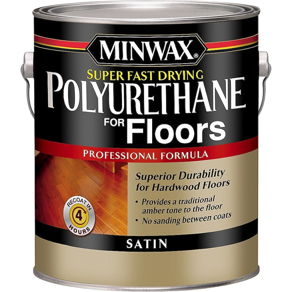 Minwax 13022000 1 Gallon Clear Satin Super Fast Drying Polyurethane For Floors