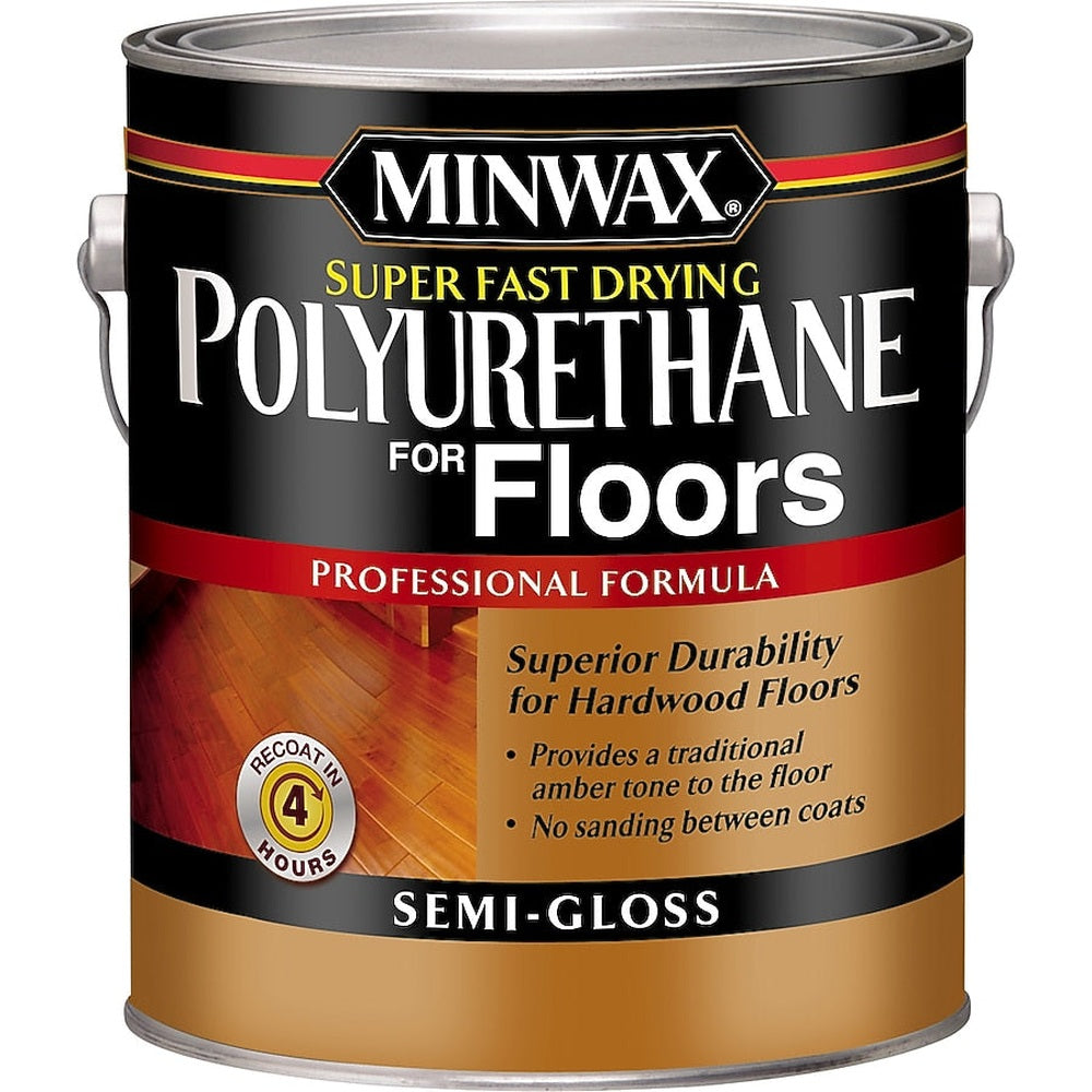 Minwax 13021000 1 Gallon Clear Semi-Gloss Super Fast Drying Polyurethane For Floors