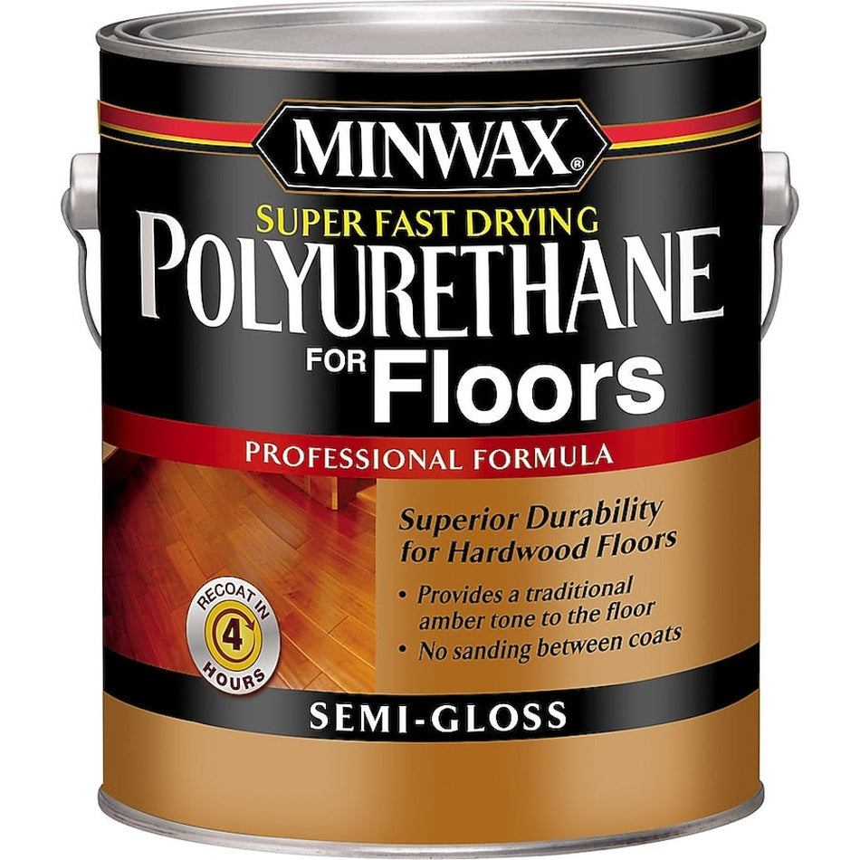 Minwax 13021000 1 Gallon Clear Semi-Gloss Super Fast Drying Polyurethane For Floors