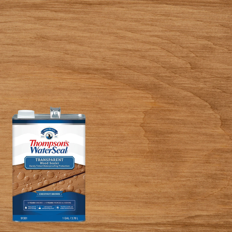 Thompson’s Waterseal TH.091301-16 Transparent Wood Sealer, Chestnut Brown, 1 Gallon