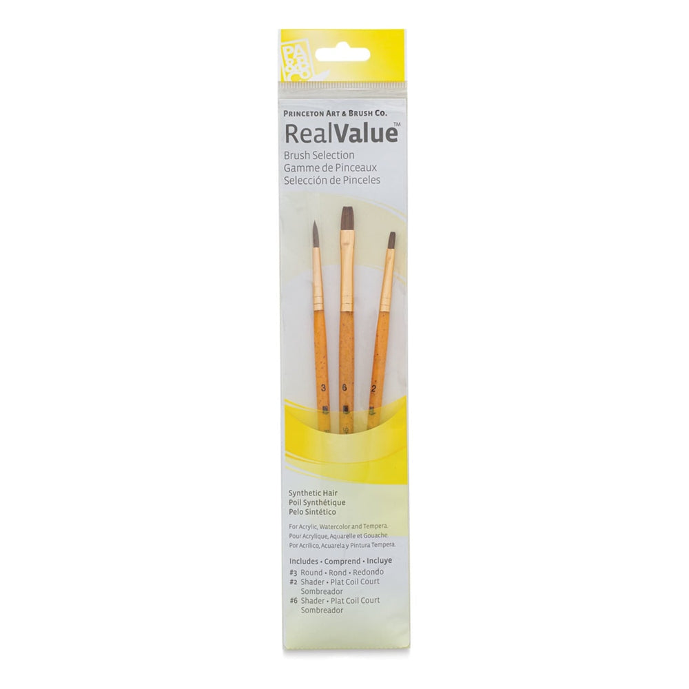 Princeton Art & Brush 06223-9101 Real Value Brush Set - 9101, Synthetic Pony, Short Handle, Set of 3