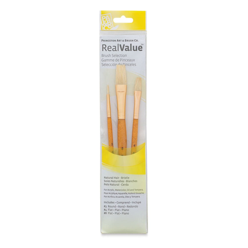 Princeton Art & Brush 06223-9103 Real Value Brush Set - 9103, Bristle, Short Handle, Set of 3