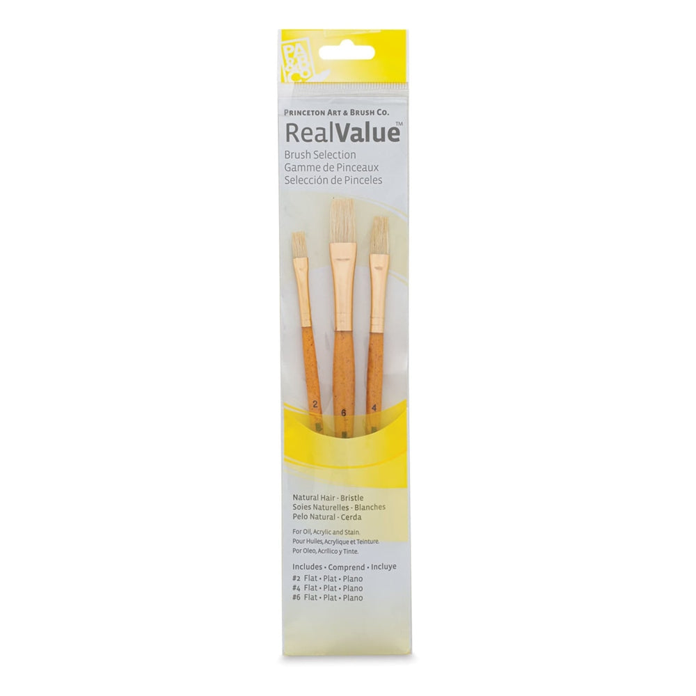 Princeton Art & Brush 06223-9104 Real Value Brush Set - 9104, Bristle, Short Handle, Set of 3