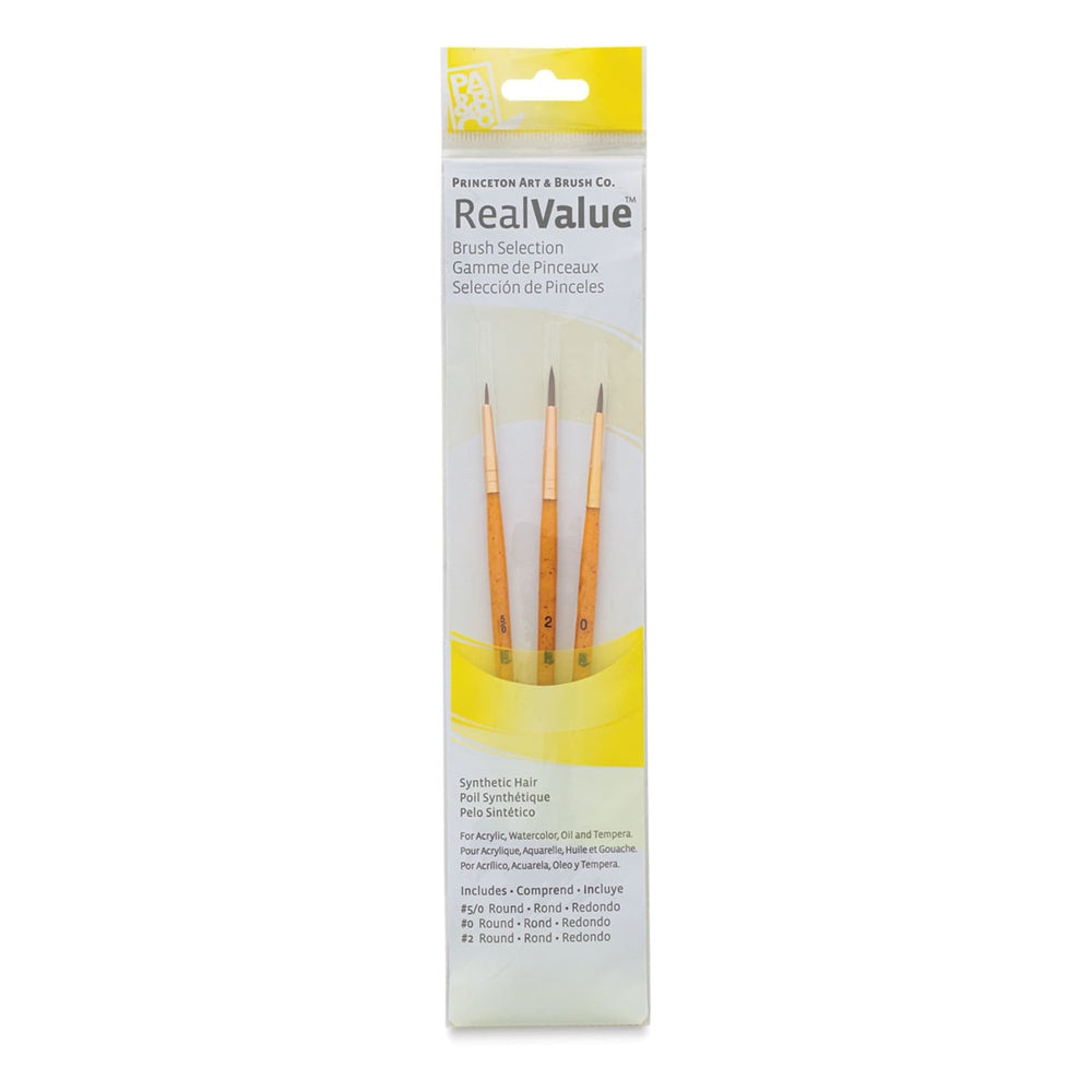 Princeton Art & Brush 06223-9105 Real Value Brush Set - 9105, Synthetic Sable, Short Handle, Set of 3