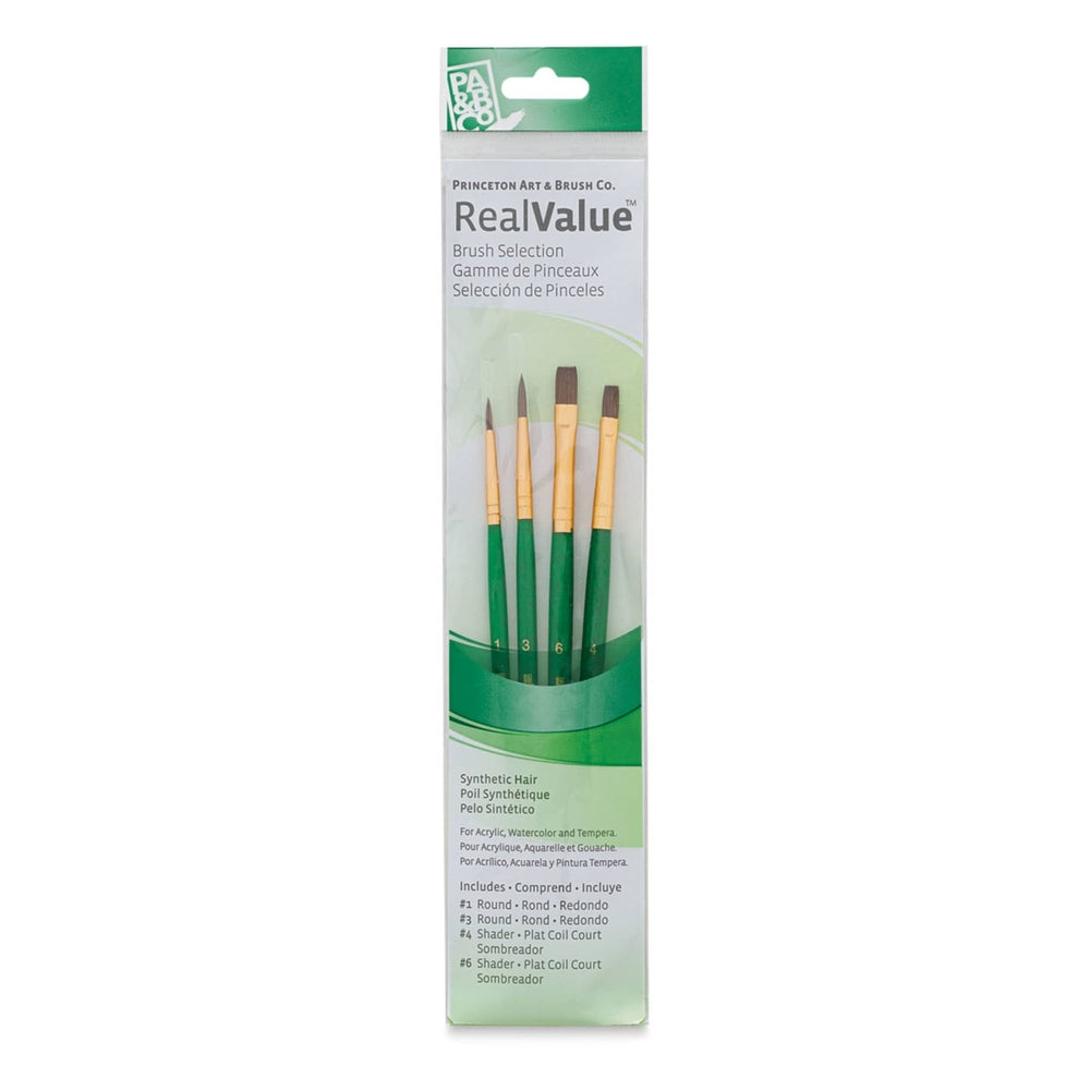 Princeton Art & Brush 06223-9110 Real Value Brush Set - 9110, Synthetic Pony, Short Handle, Set of 4
