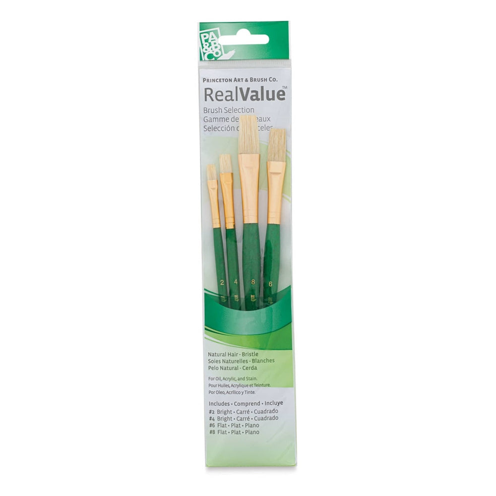 Princeton Art & Brush 06223-9112 Real Value Brush Set - 9112, Bristle, Short Handle, Set of 4