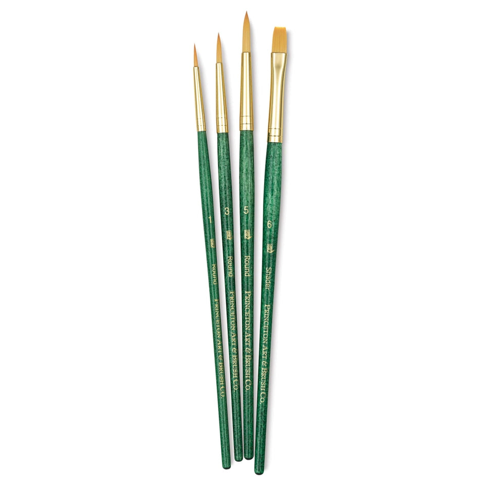 Princeton Art & Brush 06223-9115 Real Value Brush Set - 9115, Golden Taklon, Short Handle, Set of 4