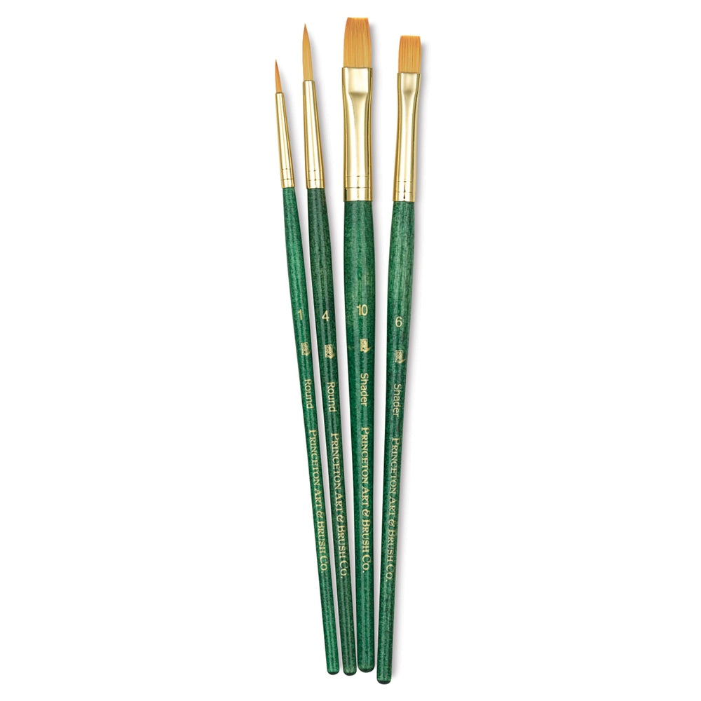 Princeton Art & Brush 06223-9116 Real Value Brush Set - 9116, Golden Taklon, Short Handle, Set of 4