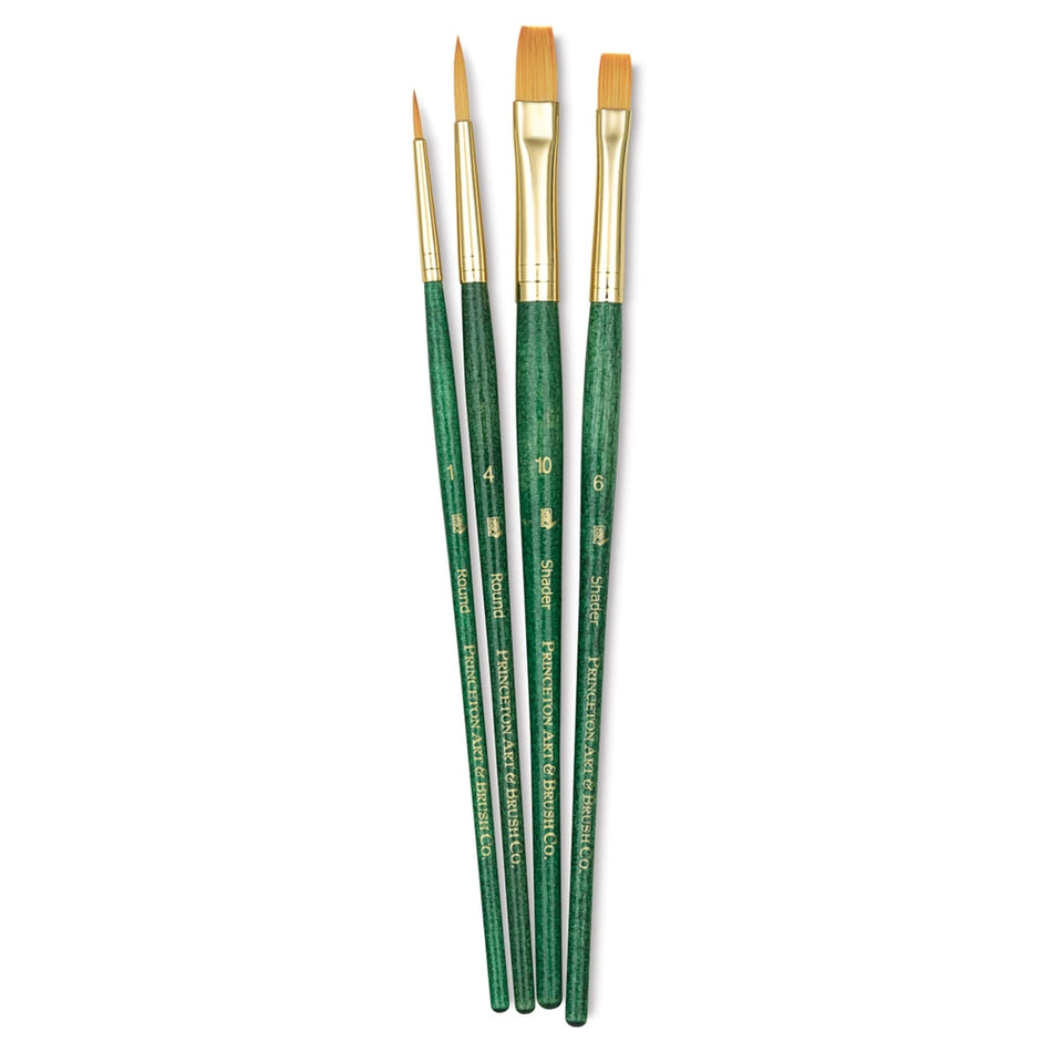 Princeton Art & Brush 06223-9116 Real Value Brush Set - 9116, Golden Taklon, Short Handle, Set of 4