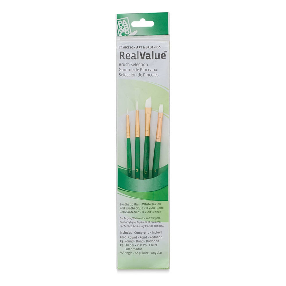 Princeton Art & Brush 06223-9117 Real Value Brush Set - 9117, White Taklon, Short Handle, Set of 4