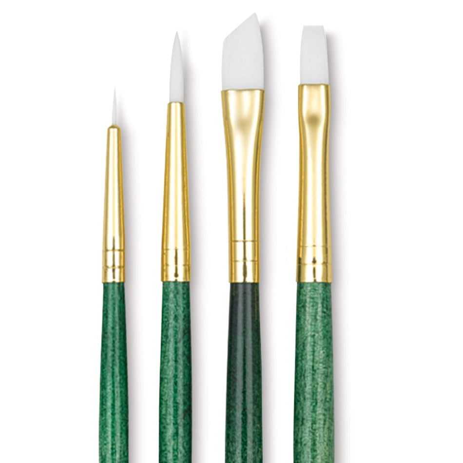 Princeton Art & Brush 06223-9117 Real Value Brush Set - 9117, White Taklon, Short Handle, Set of 4