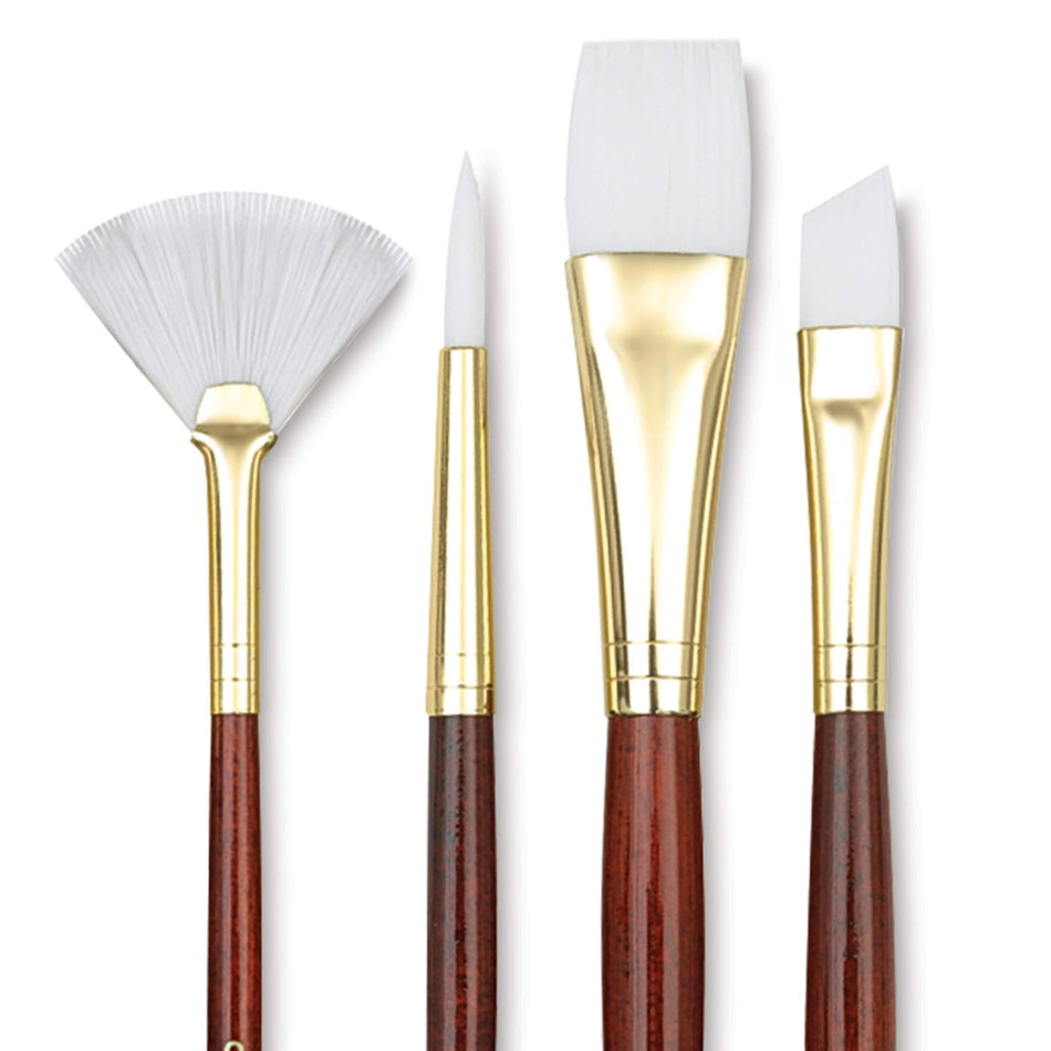 Princeton Art & Brush 06223-9120 Real Value Brush Set - 9120, White Taklon, Short Handle, Set of 4