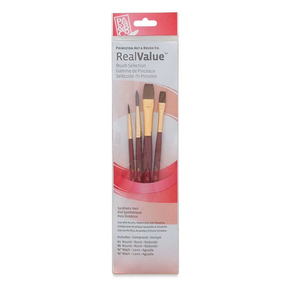 Princeton Art & Brush 06223-9121 Real Value Brush Set - 9121, Synthetic Pony, Short Handle, Set of 4