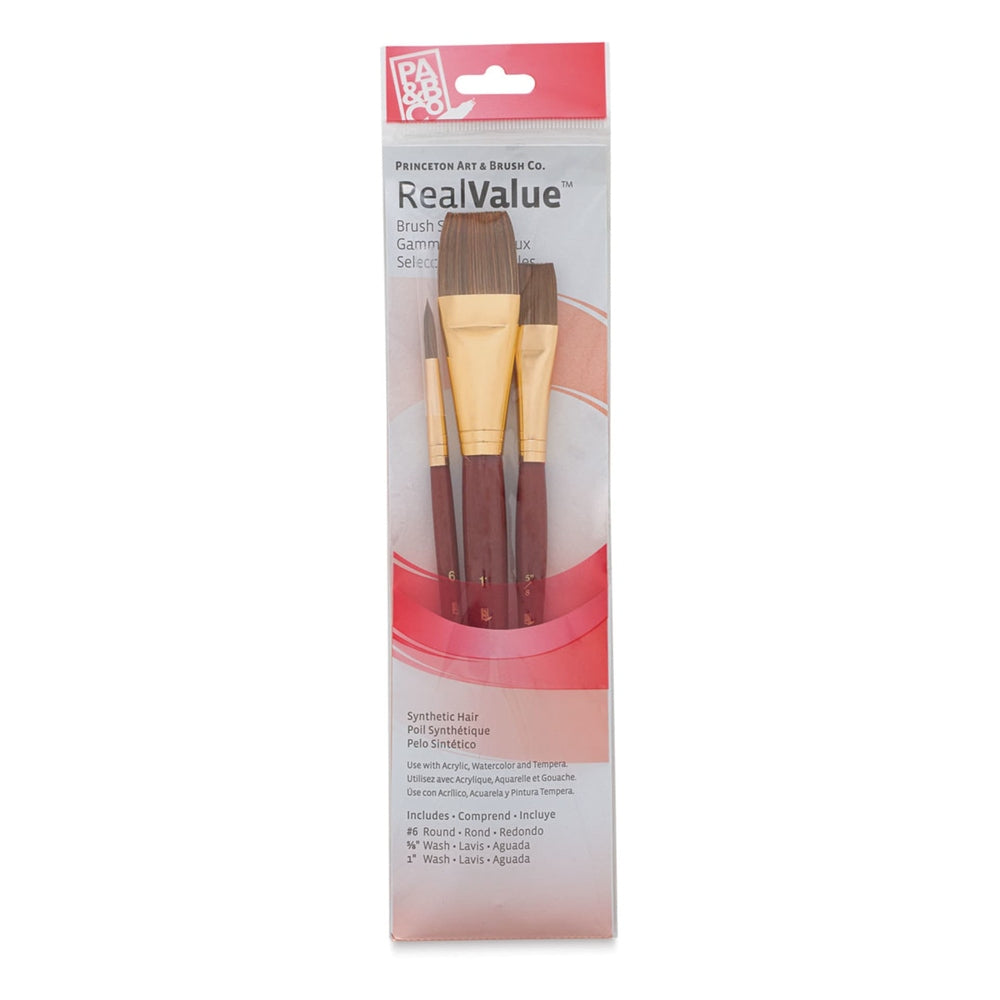 Princeton Art & Brush 06223-9122 Real Value Brush Set - 9122, Synthetic Pony, Short Handle, Set of 3