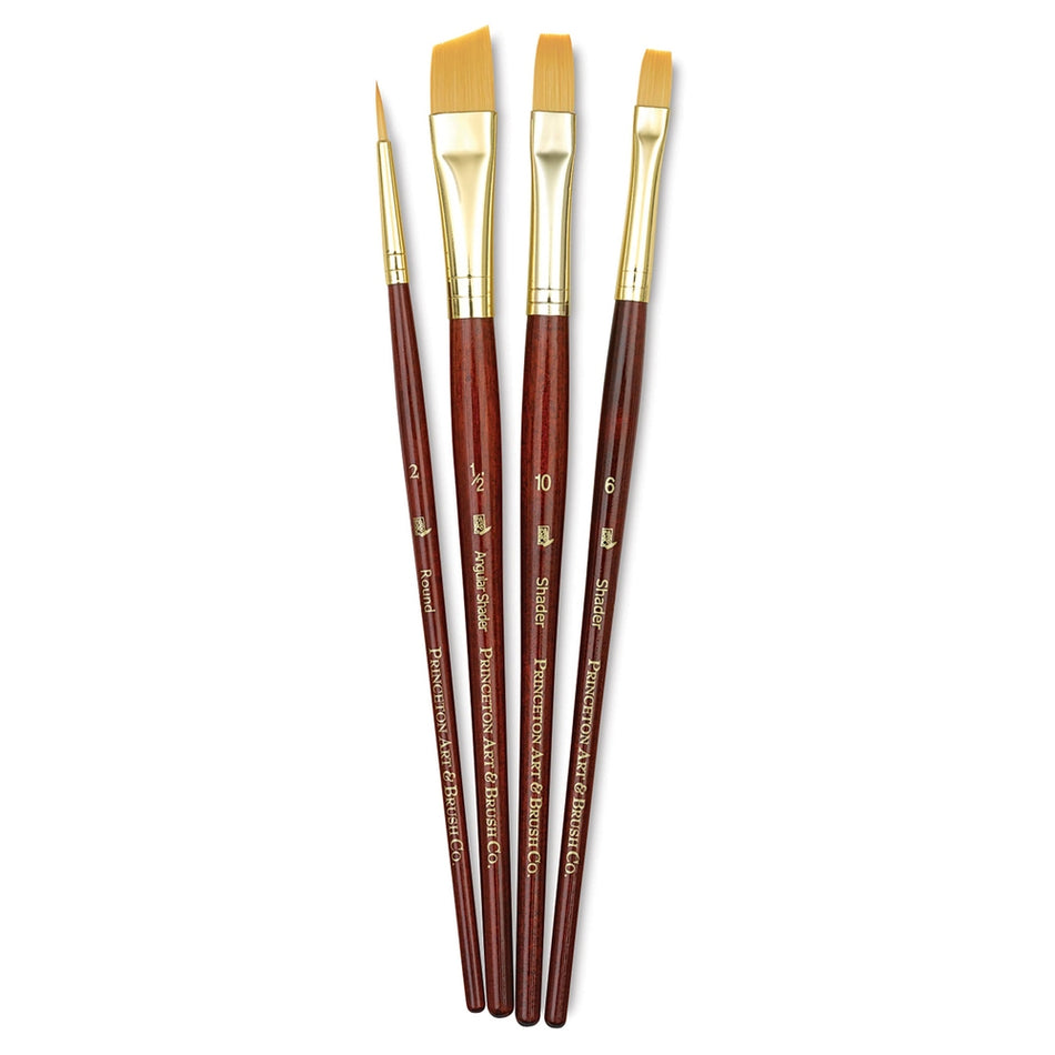 Princeton Art & Brush 06223-9123 Real Value Brush Set - 9123, Golden Taklon, Short Handle, Set of 4