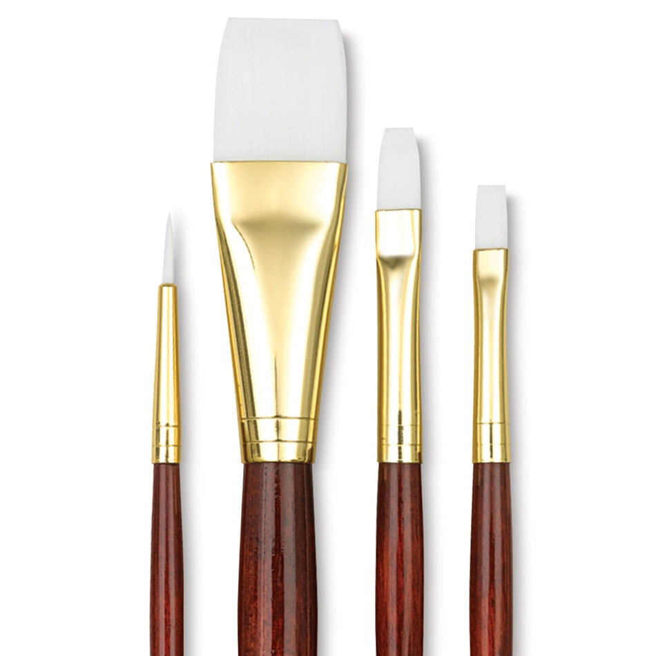 Princeton Art & Brush 06223-9125 Real Value Brush Set - 9125, White Taklon, Short Handle, Set of 4