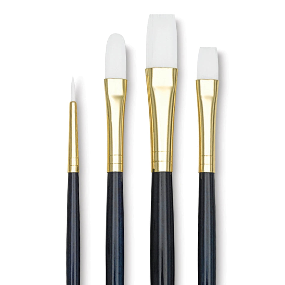 Princeton Art & Brush 06223-9130 Real Value Brush Set - 9130, White Taklon, Long Handle, Set of 4