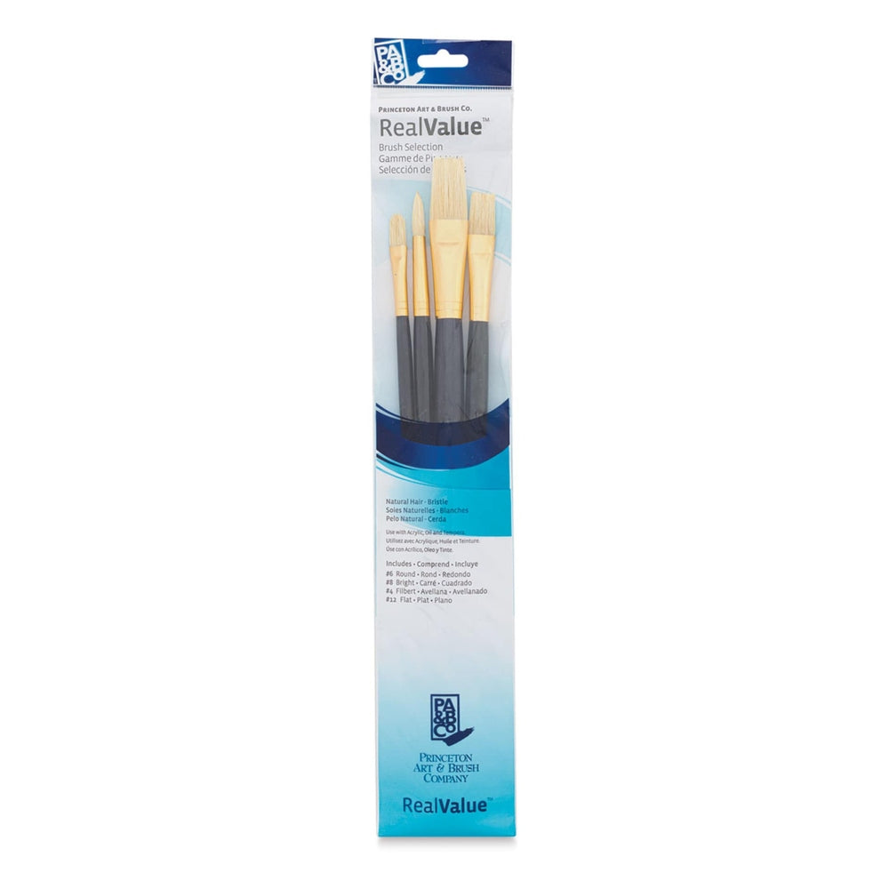 Princeton Art & Brush 06223-9131 Real Value Brush Set - 9131, Bristle, Long Handle, Set of 4
