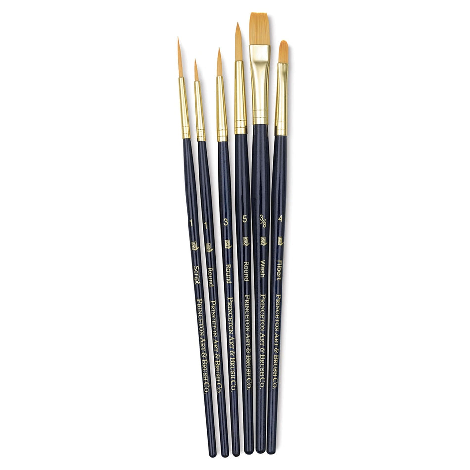 Princeton Art & Brush 06223-9132 Real Value Brush Set - 9132, Golden Taklon, Short Handle, Set of 6