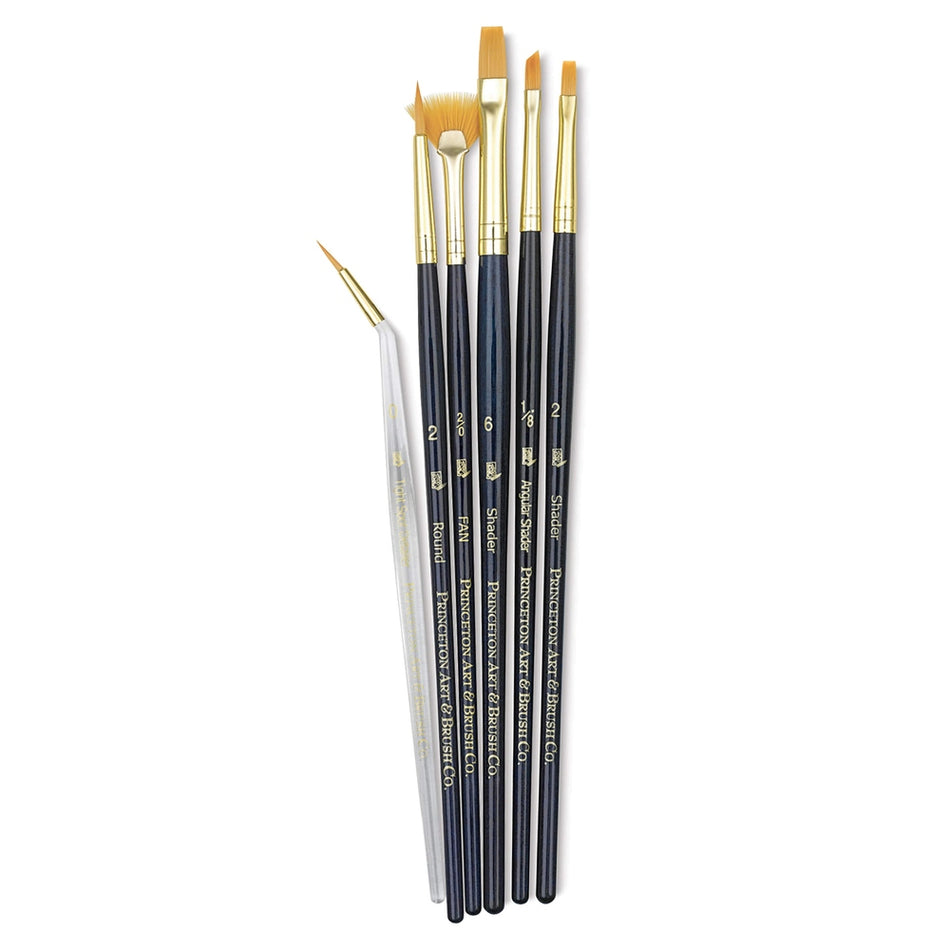 Princeton Art & Brush 06223-9133 Real Value Brush Set - 9133, Golden Taklon, Short Handle, Set of 6