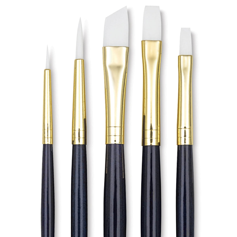 Princeton Art & Brush 06223-9136 Real Value Brush Set - 9136, White Taklon, Short Handle, Set of 5